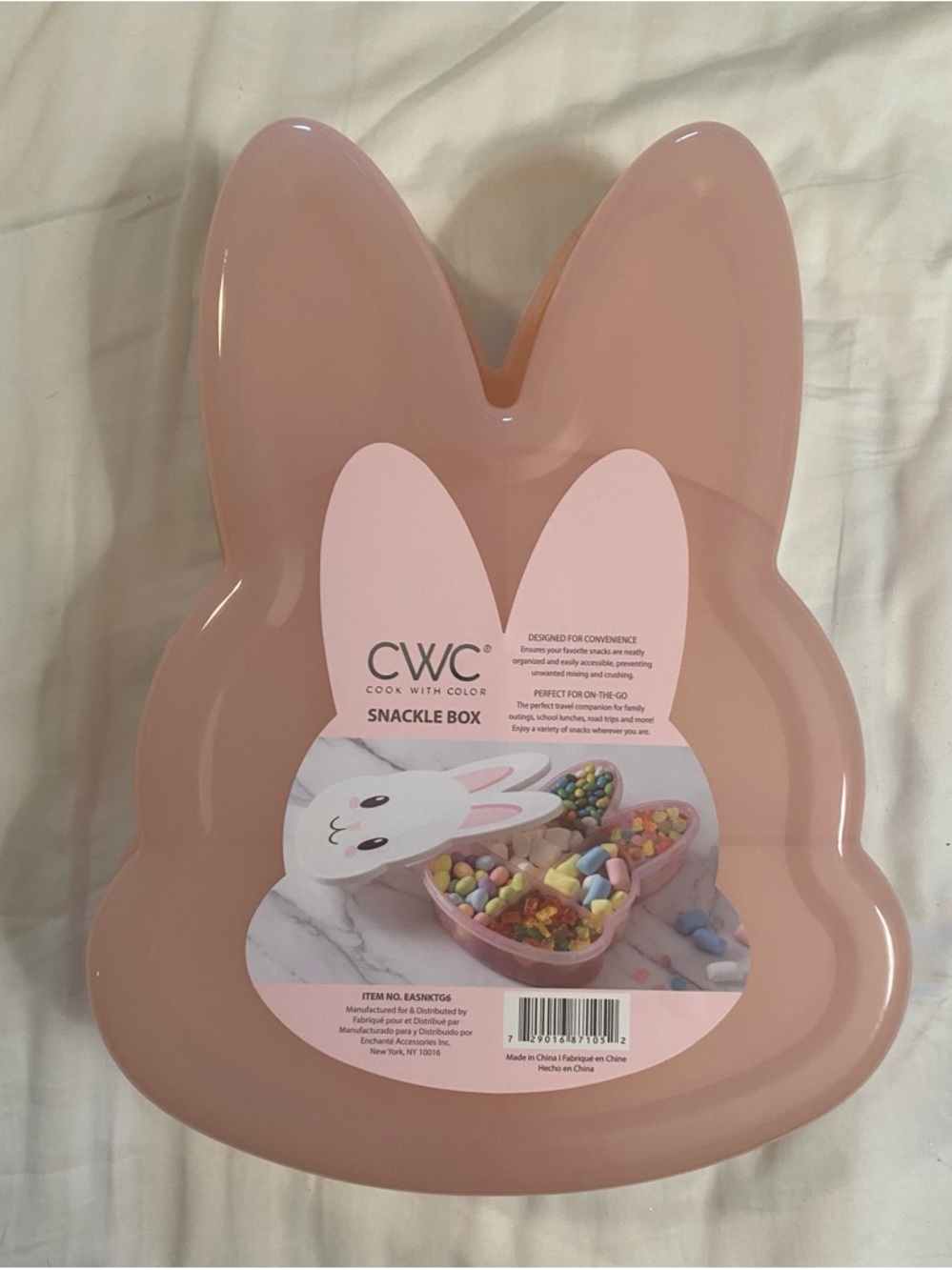 CWC Easter Bunny Snackle Box Divided Snack Container w/ Lid - Picture 2 of 6